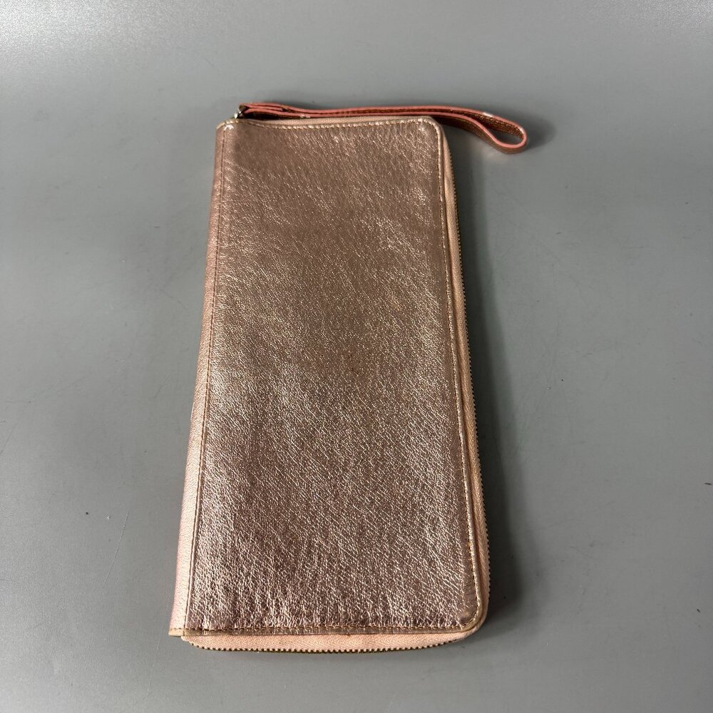Tusk Ross-gold Tone Metallic Leahter Travel Organizer/Wallet